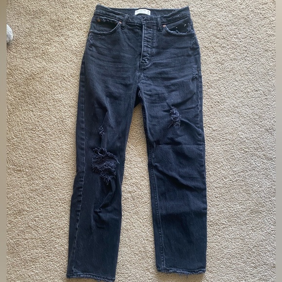 Abercrombie High Rise Dad Jeans size 26 short black distressed - Picture 8 of 15